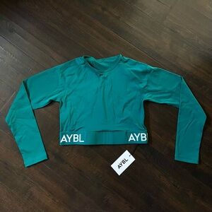NWT AYBL Teal Long Sleeve Crop Top